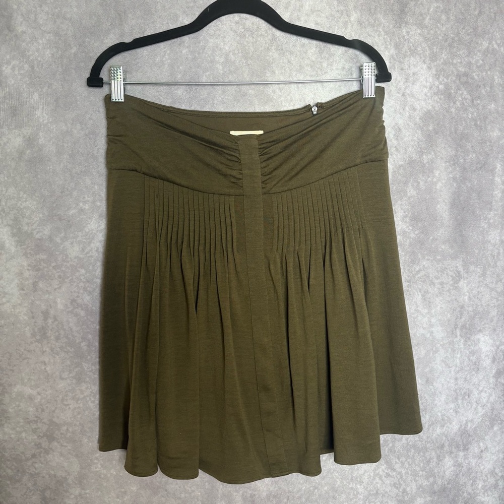 Cordelia Olive Green Cottagecore Wool Pleated Midi Fairy Women's Skirt Size 2